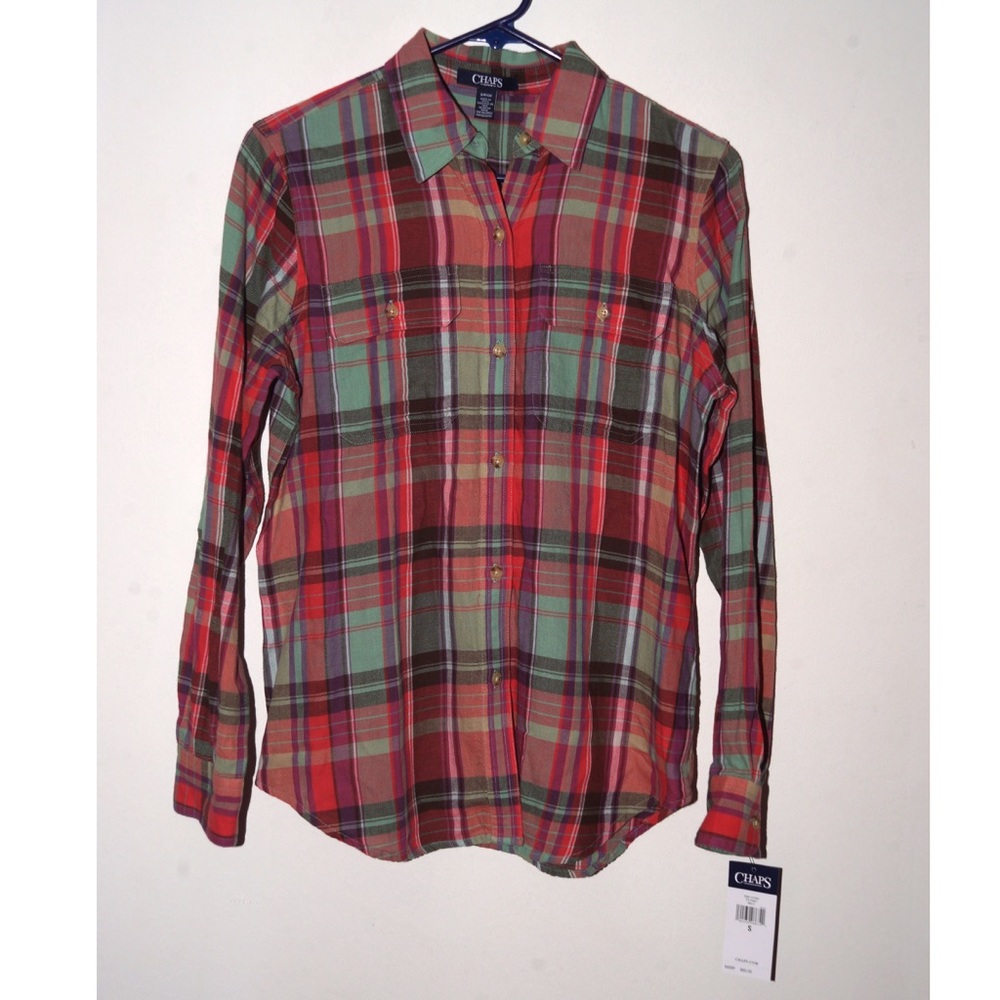 Chaps plaid flannel shirt new with tags